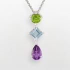 Stella Grace Sterling Silver Amethyst, Peridot And Blue Topaz Pendant, Women's, Size: 18, Multicolor