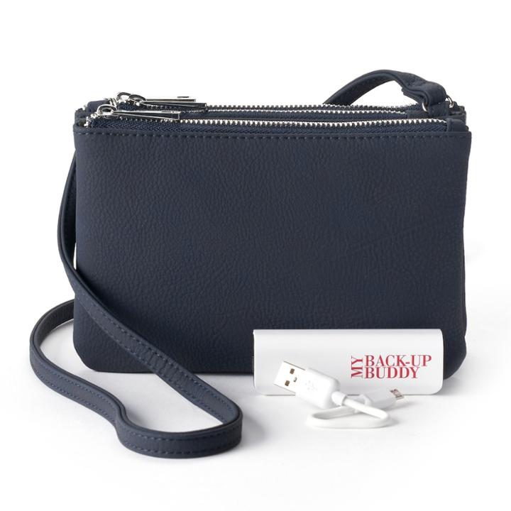 Apt. 9&reg; Protect & Connect Rfid-blocking Phone Charging Crossbody Bag, Women's, Blue (navy)