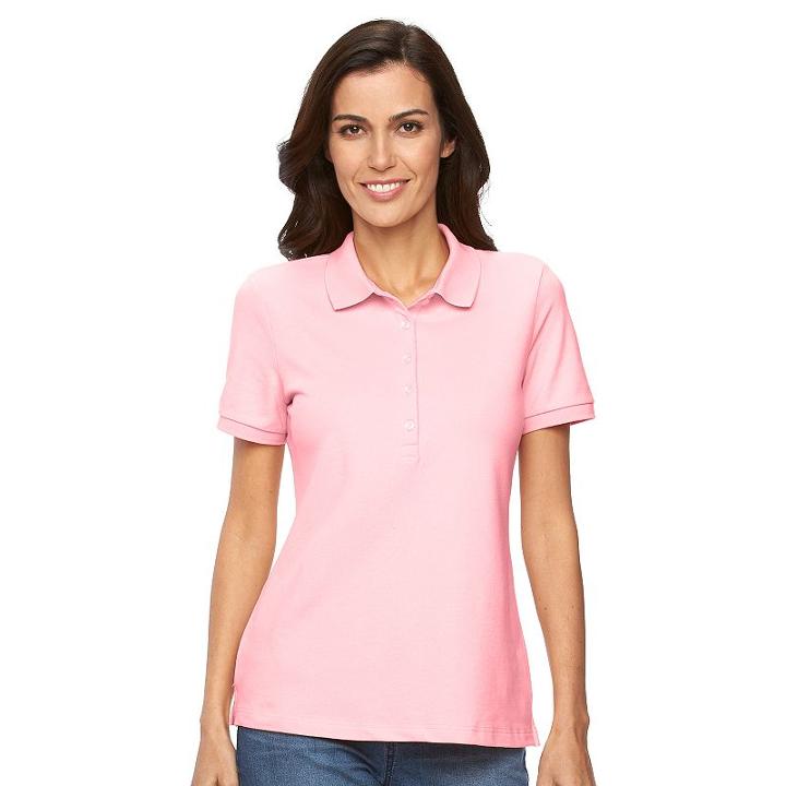 Women's Croft & Barrow&reg; Classic Solid Polo, Size: Xl, Brt Pink
