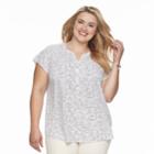 Plus Size Croft & Barrow&reg; Pleated Henley Top, Women's, Size: 1xl, Natural