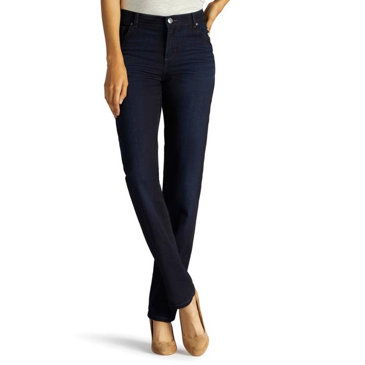 Petite Lee Relaxed Fit Straight Leg Jeans, Women's, Size: 14 Petite, Dark Blue