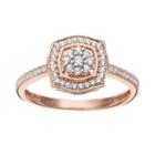 Simply Vera Vera Wang 1/4 Carat T.w. Diamond 14k Rose Gold Square Frame Ring, Women's, Size: 6, White