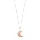 14k Rose Gold Over Silver Cubic Zirconia Crescent Moon Pendant Necklace, Women's, White