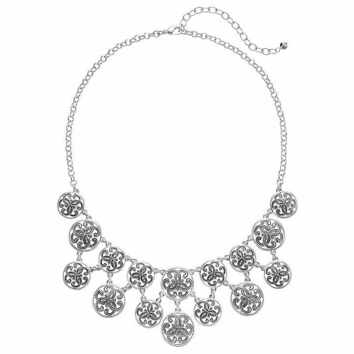Napier Filigree Disc Tiered Necklace, Women's, Silver
