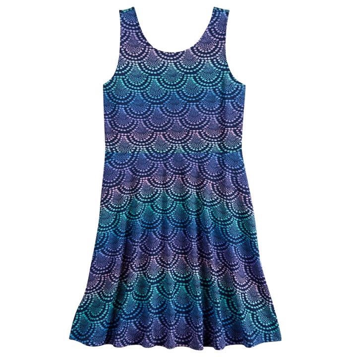 Girls 7-16 & Plus Size So&reg; Printed Skater Dress, Size: L/12, Dark Blue
