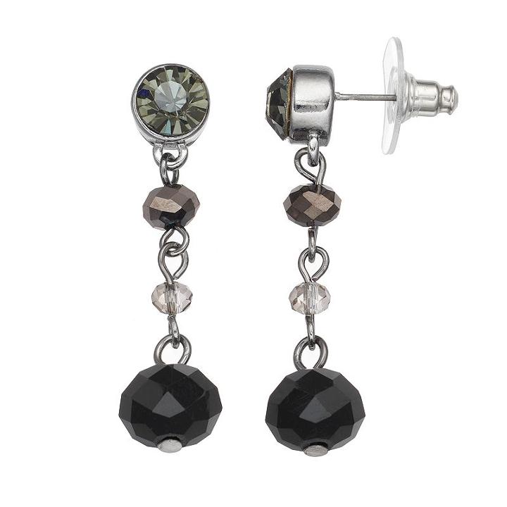 Simply Vera Vera Wang Nickel Free Black Beaded Linear Drop Earrings, Women's
