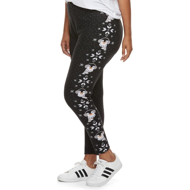 Juniors' Plus Size So&reg; Holiday Leggings, Teens, Size: 1xl, Black