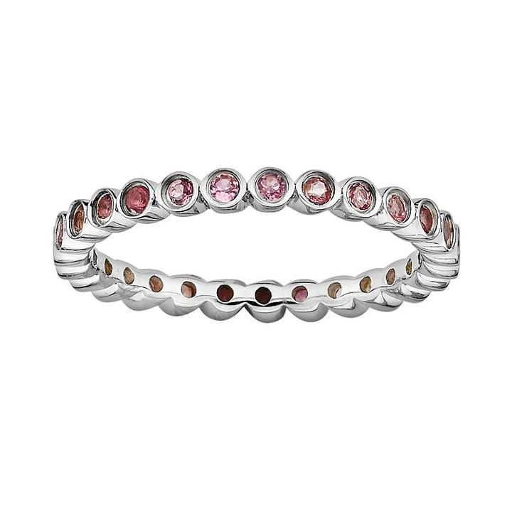 Stacks And Stones Sterling Silver Pink Tourmaline Stack Ring, Women's, Size: 7