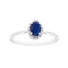 Sterling Silver Sapphire & Diamond Accent Oval Halo Ring, Women's, Size: 9, Blue