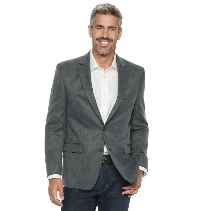 Men's Chaps Classic-fit Patterned Stretch Sport Coat, Size: 38 Short, Grey