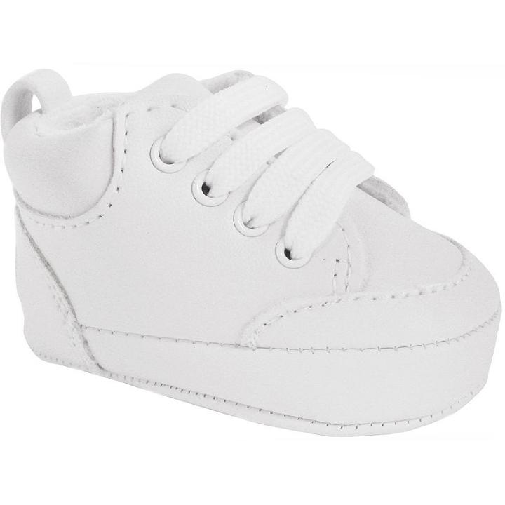 Baby Wee Kids White High-top Lace Up Crib Shoes, Infant Unisex, Size: 0