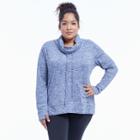 Plus Size Balance Collection Carmel Cozy Cowlneck Sweatshirt, Women's, Size: 3xl, Dark Blue