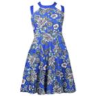 Girls 7-16 Bonnie Jean Floral Print Criss-cross Strap Skater Dress, Size: 7, Med Blue