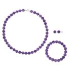 Sterling Silver Agate Bead Necklace Bracelet & Earring Set, Women's, Purple