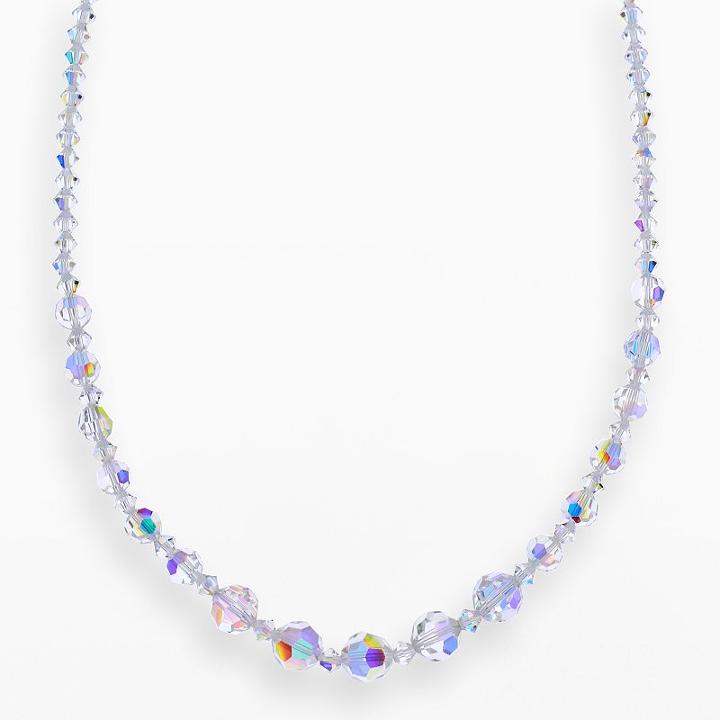 Crystal Avenue Silver-plated Crystal Graduated Necklace - Made With Swarovski Crystals, Women's, Size: 17, Multicolor