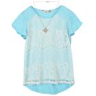 Girls 7-16 Speechless Crochet Lace Overlay Top With Necklace, Size: Small, Blue