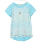 Girls 7-16 Speechless Crochet Lace Overlay Top With Necklace, Size: Small, Blue