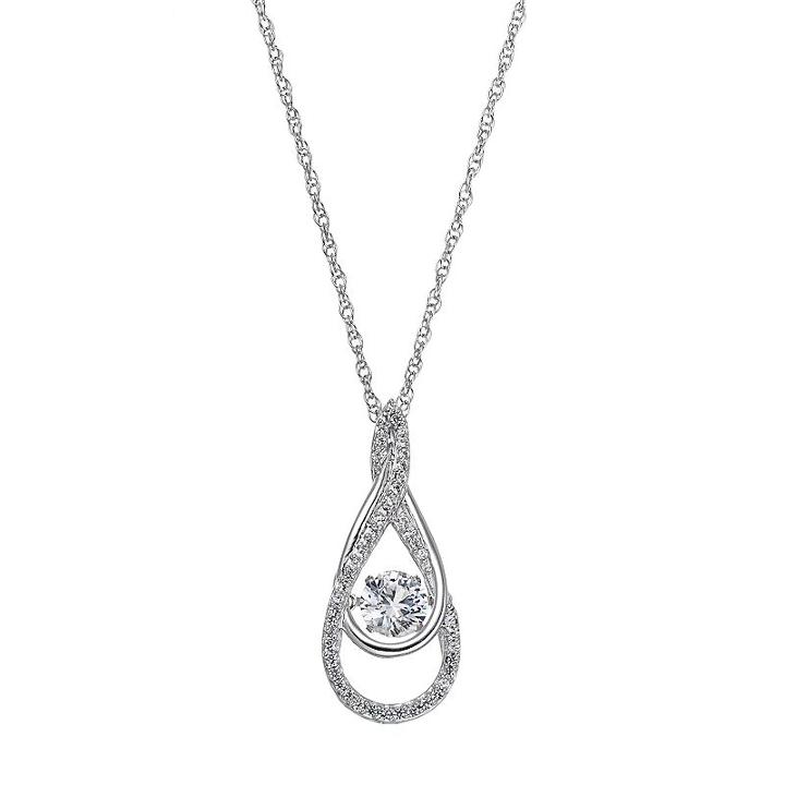 Sterling Silver Lab-created White Sapphire Double Teardrop Pendant, Women's, Size: 18