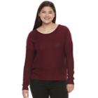Juniors' Plus Size So&reg; Cross Back Crewneck Sweater, Teens, Size: 3xl, Dark Pink