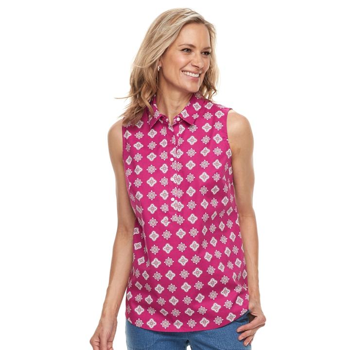 Women's Croft & Barrow&reg; Wrinkle-resistant Sleeveless Shirt, Size: Small, Med Pink