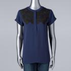 Women's Simply Vera Vera Wang Essential Embroidered Popover Top, Size: Xl, Drk Purple