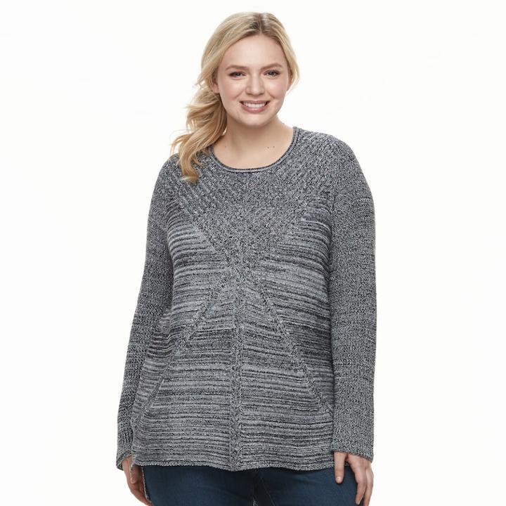 Plus Size Dana Buchman Mixed-stitch Crewneck Sweater, Women's, Size: 2xl, Oxford