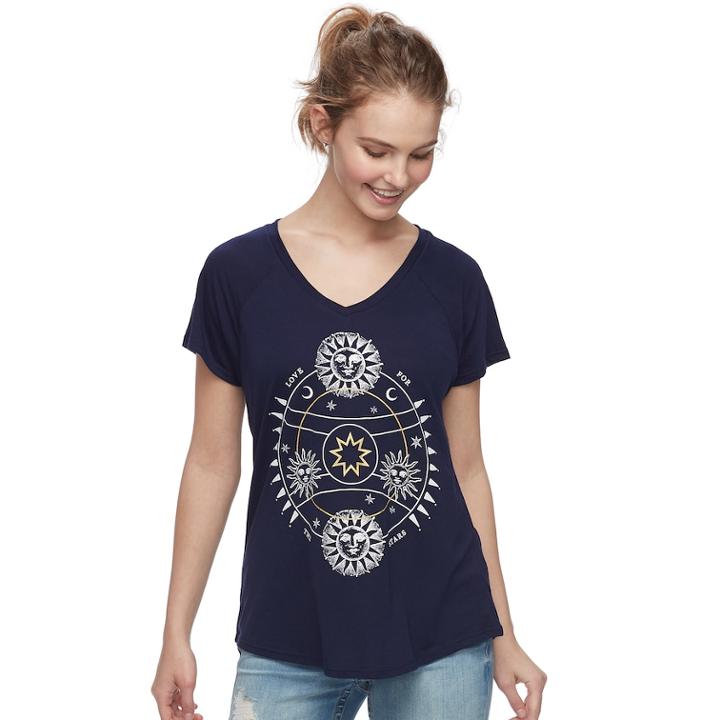 Juniors' Love For The Stars Tee, Teens, Size: Xl, Blue (navy)