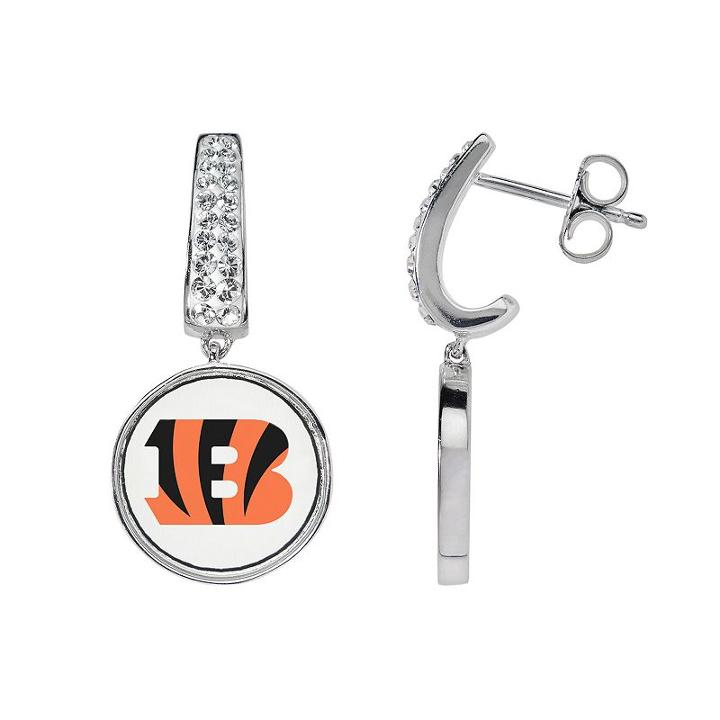 Cincinnati Bengals Team Logo Drop Earrings, Women's, White