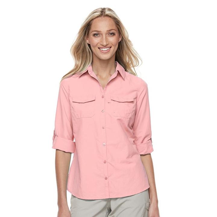 Women's Columbia Amberley Stream Roll-tab Shirt, Size: Xl, Pink Ovrfl