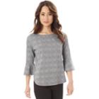 Juniors' Iz Byer Boatneck Bell Sleeve Top, Teens, Size: Xl, Menswear Stripe
