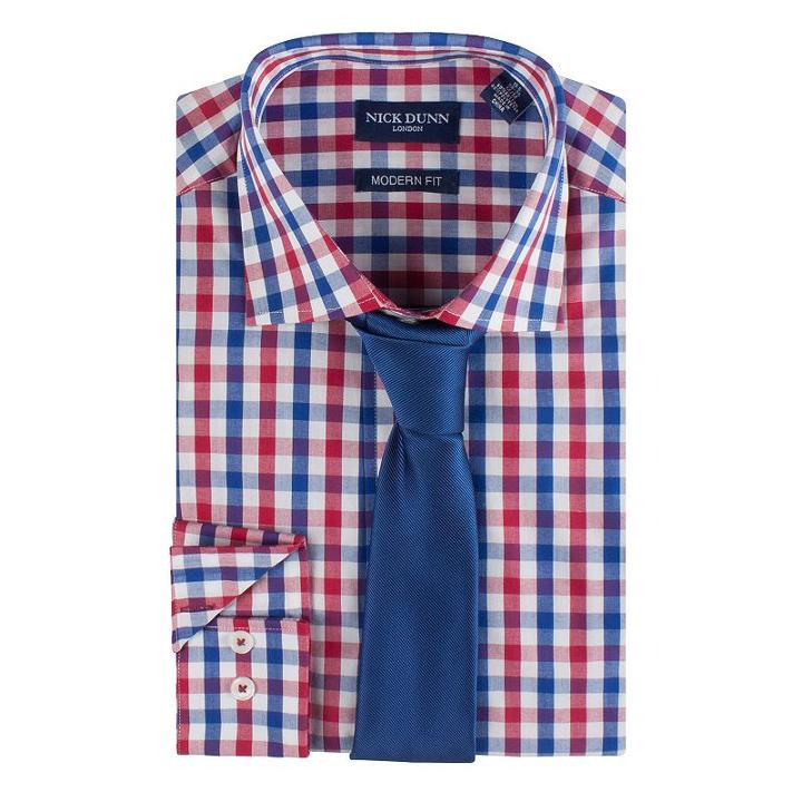 Men's Nick Dunn Modern-fit Patterned Easy-care Spread-collar Dress Shirt & Tie Set, Size: M-34/35, Red