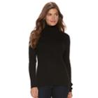 Petite Croft & Barrow&reg; Ribbed Turtleneck Sweater, Women's, Size: L Petite, Black