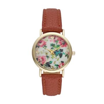 Vivani Women's Crystal Floral Watch, Brown