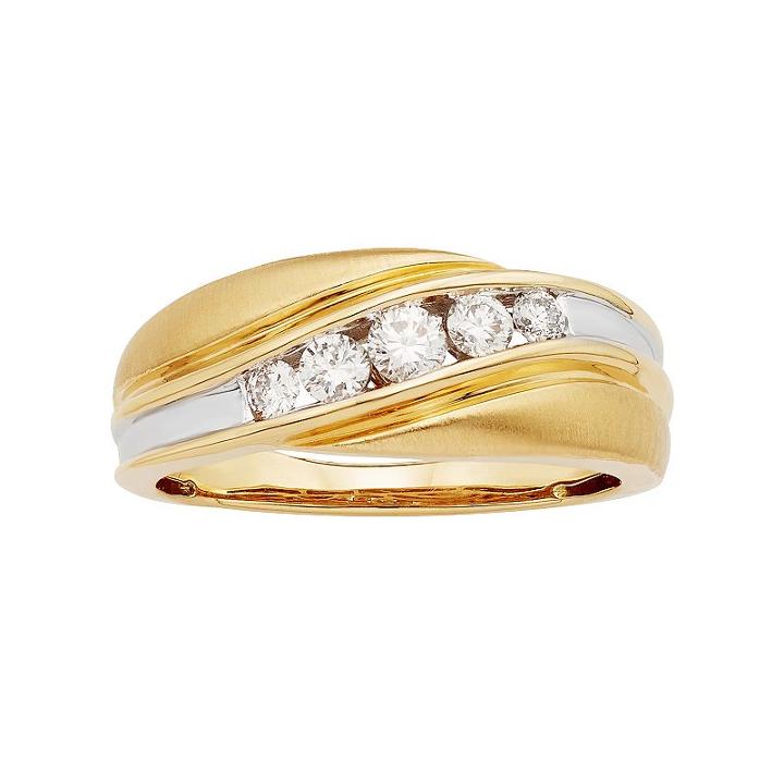 Men's 14k Gold Igl Certified 1/2 Carat T.w. Diamond Wedding Band, Size: 12.50, White