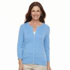Women's Croft & Barrow&reg; Essential Button-front Cardigan, Size: Large, Light Blue