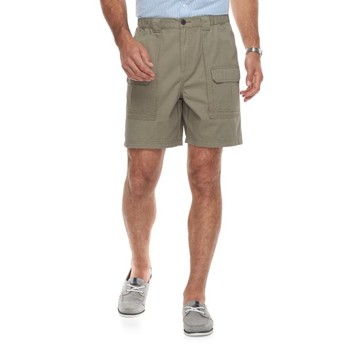 Men's Croft & Barrow&reg; Classic-fit Side Elastic Cargo Shorts, Size: 34, Lt Green