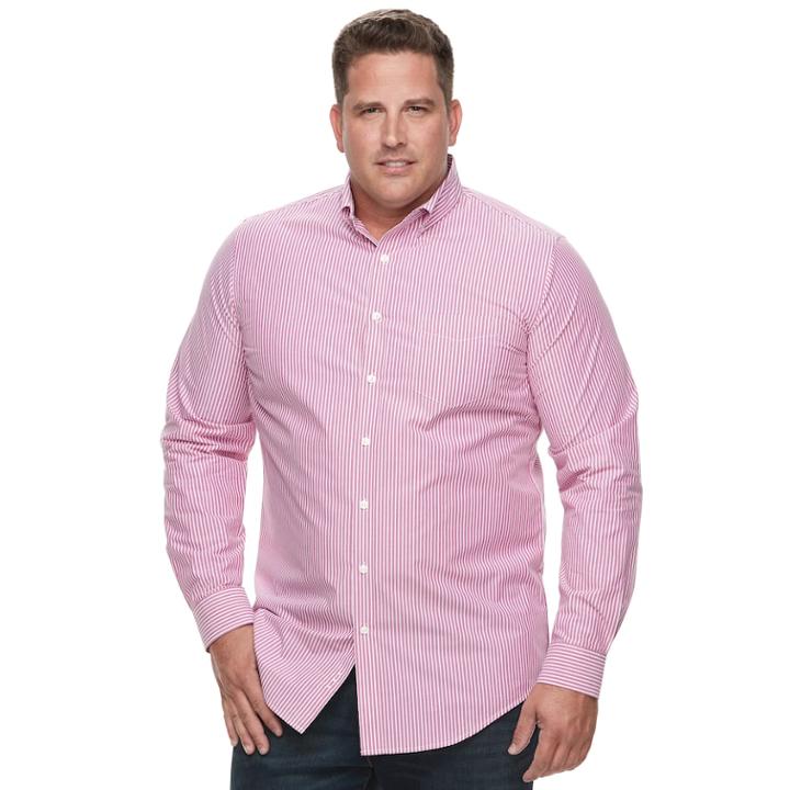 Big & Tall Croft & Barrow&reg; Regular-fit Plaid Button-down Shirt, Men's, Size: Xl Tall, Med Pink