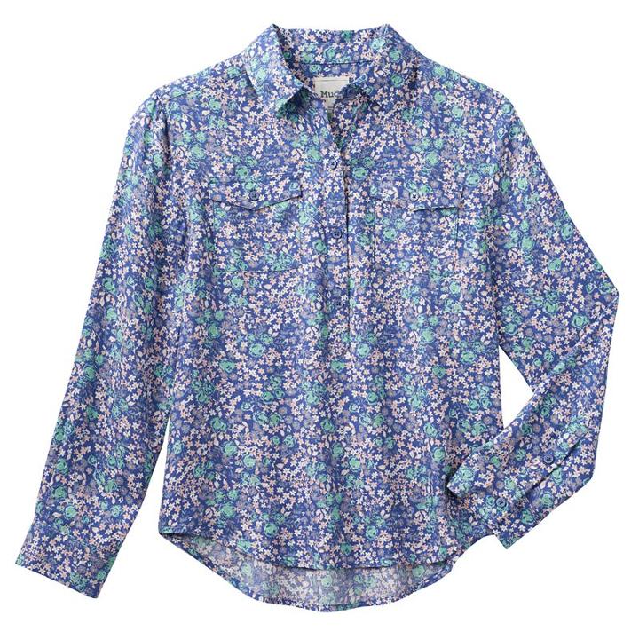 Girls 7-16 Mudd&reg; Patterned High-low Popover Shirt, Girl's, Size: 10, Blue (navy)