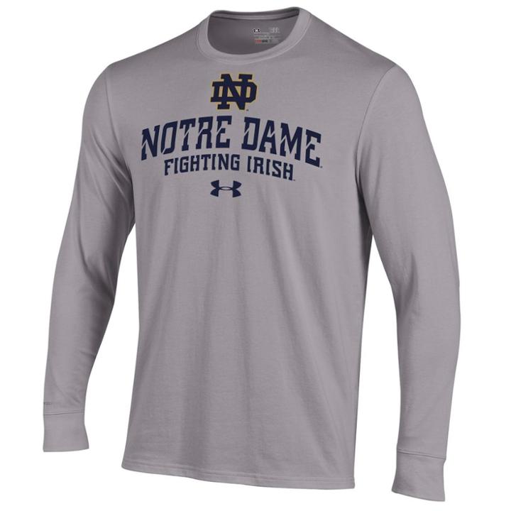 Men's Under Armour Notre Dame Fighting Irish Long-sleeve Tee, Size: Xl, Gray