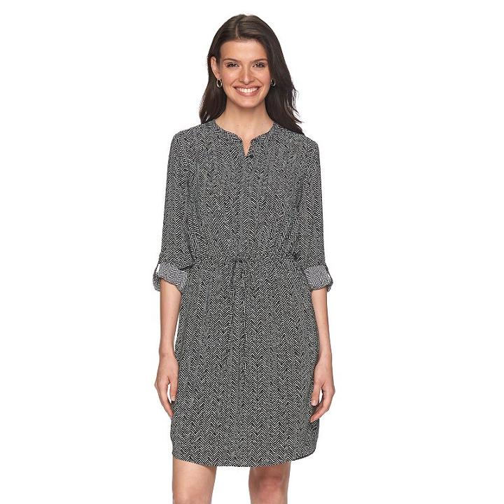 Women's Apt. 9&reg; Crepe Shirt Dress, Size: 0, Black