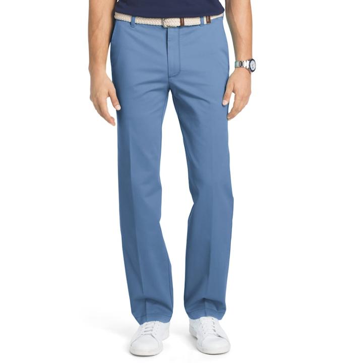 Men's Izod Straight-fit Performance Plus Flat-front Chino Pants, Size: 38x30, Dark Blue