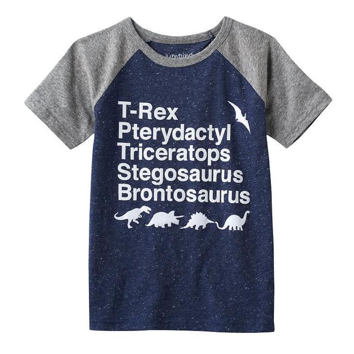 Boys 4-10 Jumping Beans&reg; Dinosaur List Raglan Tee, Boy's, Size: 4, Blue Other