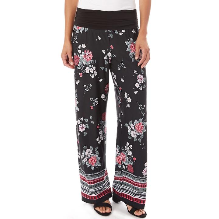 Women's Apt. 9® Print Palazzo Pant, Size: Medium, Pink Floral Border