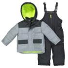 Baby Boy Oshkosh B'gosh&reg; Quilted Colorblocked Jacket & Bib Overall Snow Pants Set, Size: 24 Months, Grey