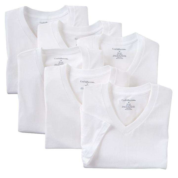 Men's Croft & Barrow&reg; 6-pk. V-neck Tee, Size: Xl, White