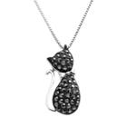 Artistique Sterling Silver Black Crystal Cat Pendant - Made With Swarovski Crystals, Women's