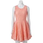 Juniors' Up By Ultra Pink Crochet Skater Dress, Teens, Size: Xl, Lt Orange