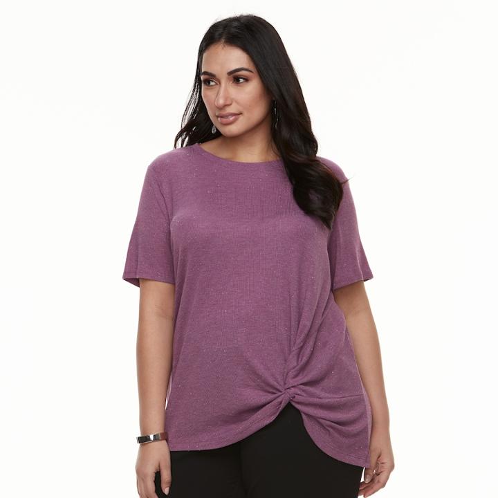 Plus Size Apt. 9&reg; Knot-front Tee, Women's, Size: 0x, Med Red
