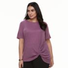 Plus Size Apt. 9&reg; Knot-front Tee, Women's, Size: 0x, Med Red