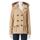 Juniors' Urban Republic Wool Blend Double-breasted Peacoat, Teens, Size: Large, Lt Beige